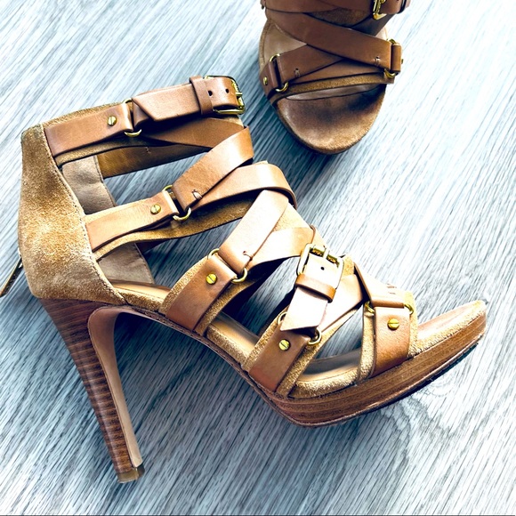 Michael Kors Shoes - MIcheal KORS Tan Leather Strap Sandals